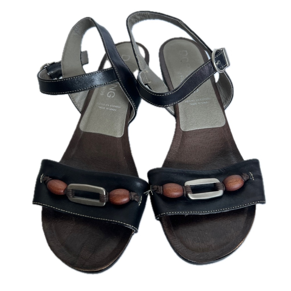 DORKING BY FLUCHOS Sandals Shoes Open Toe Brown Beaded  Size 39 Non Slip Leather